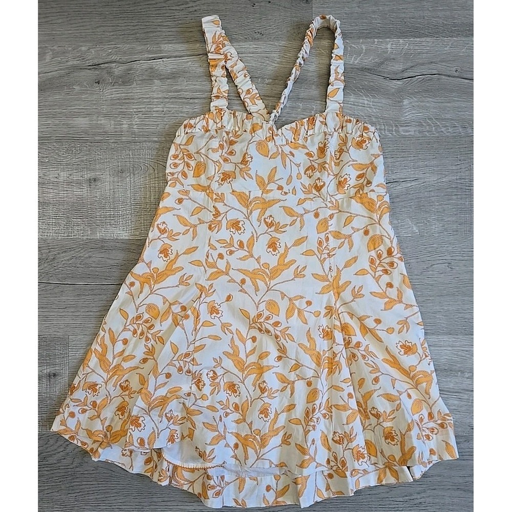 Anthropologie MAEVE Sweetheart Mini Floral Dress‎ Yellow/Orange Sz. Large/Petite